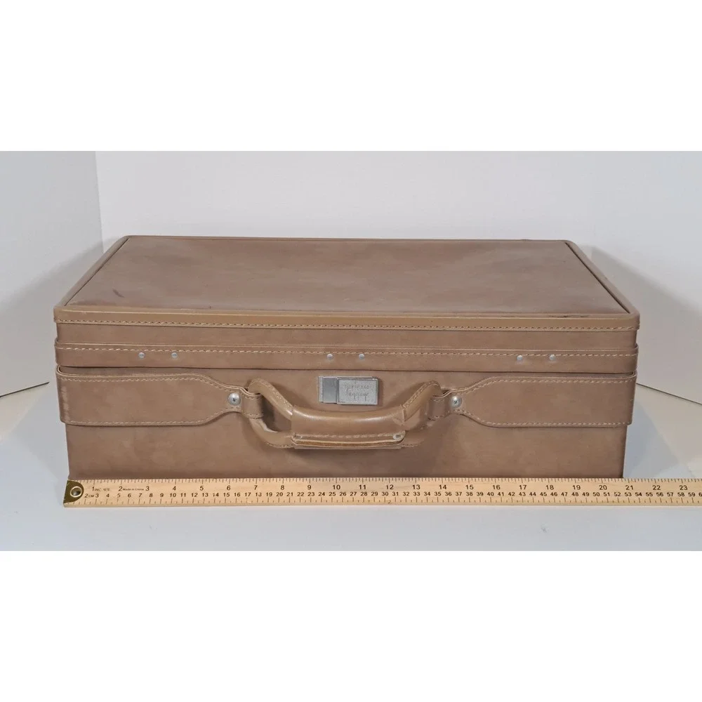 Vintage Hartmann Luggage Tan Hard Shell Suitcase Mid-Century Modern 21 Inch